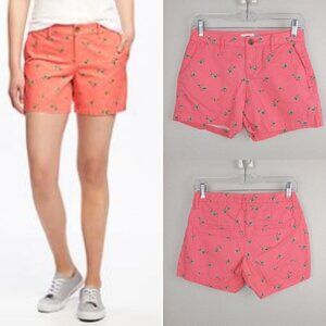 Old Navy - Mid-Rise Everyday Khaki Shorts 5" Chino 507784 | Size 4 | Coral Print